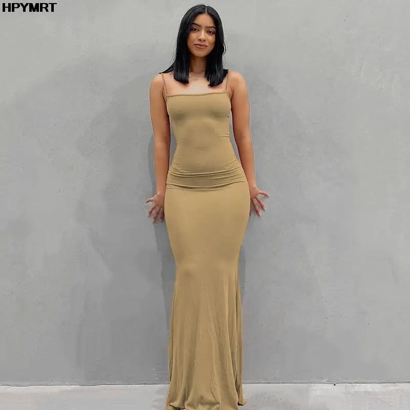 Satin Slip Sleeveless Backless Slim Sexy Maxi Dress 2022 Spring Women Party Y2K Concise Bodycon Elegant Dresses Female Clothing - badassmood