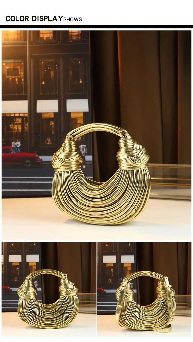 Sac à Main Tressé Luxe Femme - Sac Soirée Or Argent Designer 2026 - badassmood