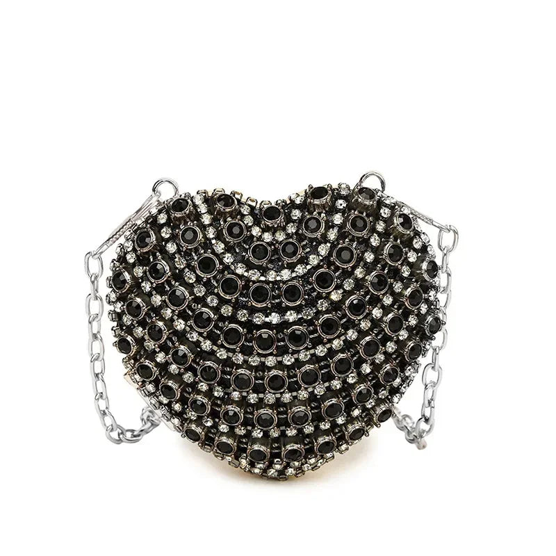 Pochette Clutch Luxe Diamants Cœur Cristal - Sac Soirée Mariage Strass Femme - badassmood