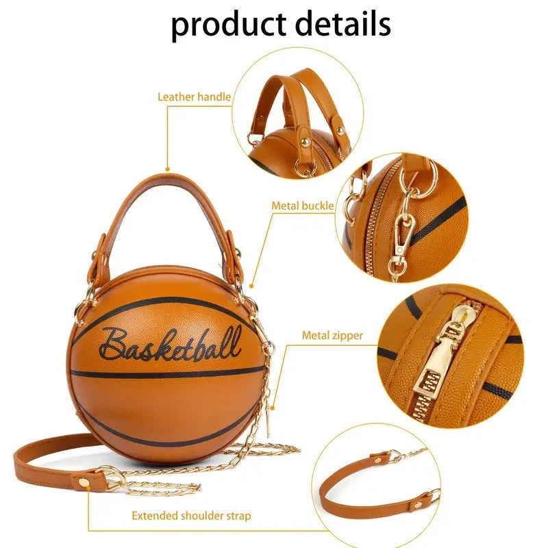 Sac Bandoulière Femme Cuir PU Chaîne - Design Basketball Original - badassmood