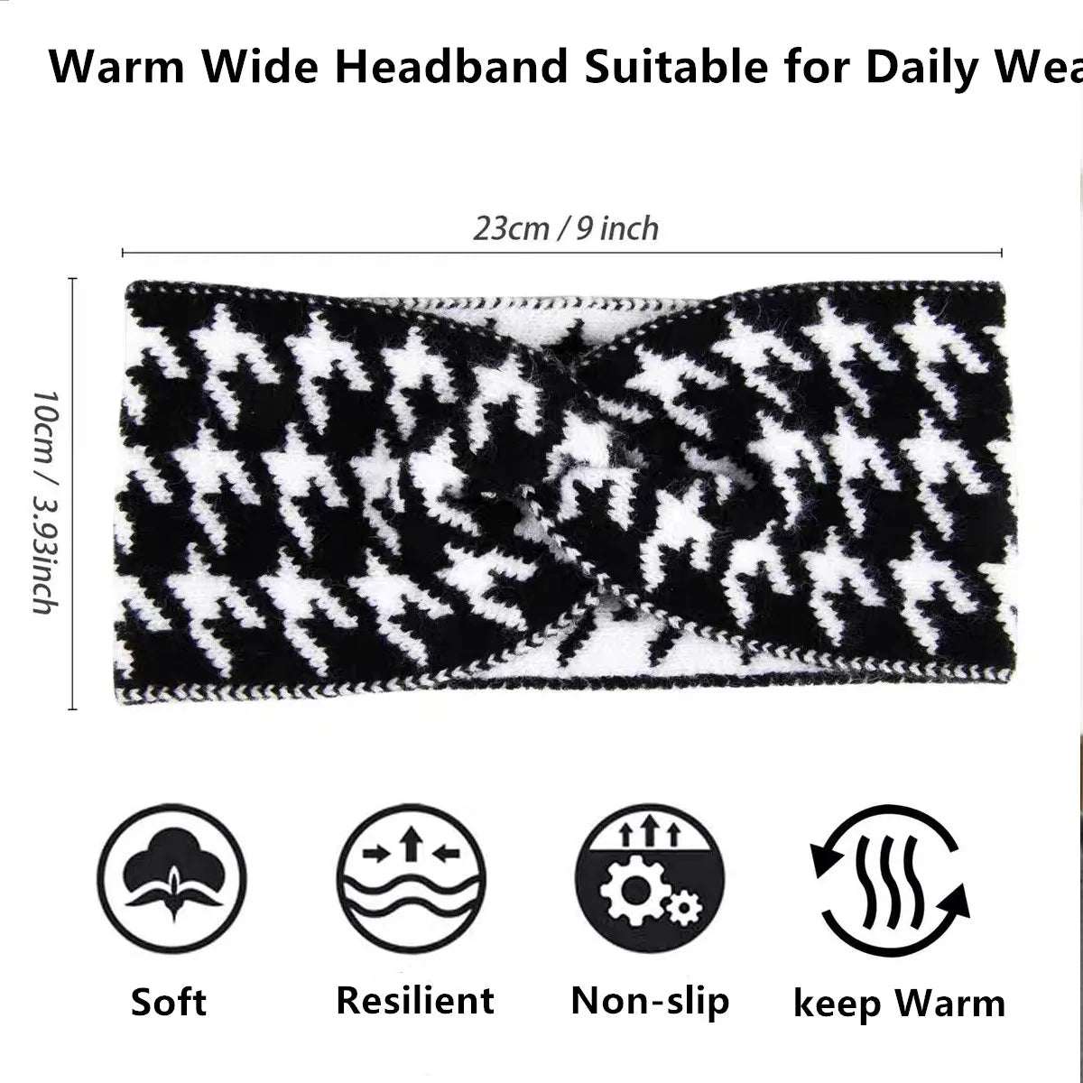 5PCS/3PCS Set Knitted Thousand Bird Fashion Women's Headbands Retro Warm High Elasticity Hairband Hair Accessoires - badassmood
