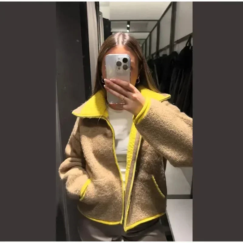 Cardigan Femme Hiver Élégant Zip - Gilet Tricoté Court Poches