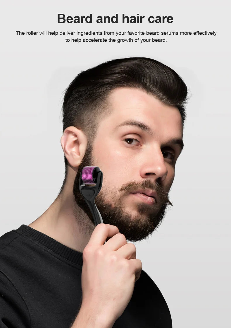 Derma Roller 540 Micro-Aiguilles Professionnel - Visage Barbe Cheveux Anti-Âge - badassmood