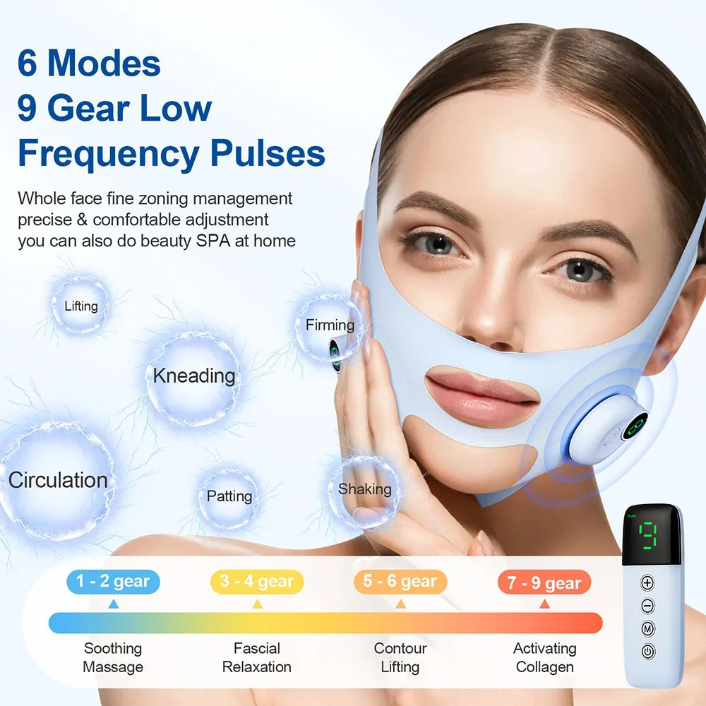Facial EMS Lifting Machine Chin Cheek Slimming Strap Facial Shaping Massager Double Chin Removal V Line Lift Belt Skin Care Tool - badassmood