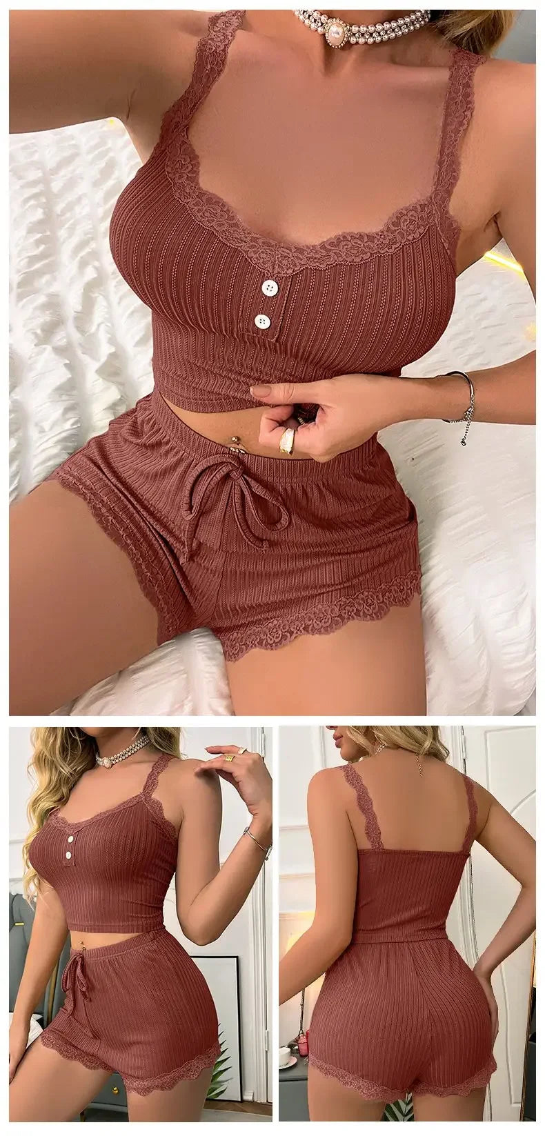 Women Pajama Sets Pijama Pajamas Woman Summer Set Sexy Women Sleepwear for Sleeping Women's Trousers Sleep Lounge Underwear - badassmood