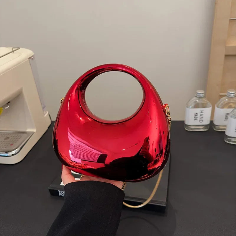 Pochette Acrylique Transparente Demi-Lune Luxe - Sac Soirée Mariage Designer Femme - badassmood