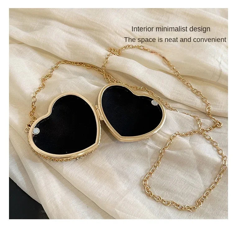 Pochette Clutch Luxe Diamants Cœur Cristal - Sac Soirée Mariage Strass Femme - badassmood