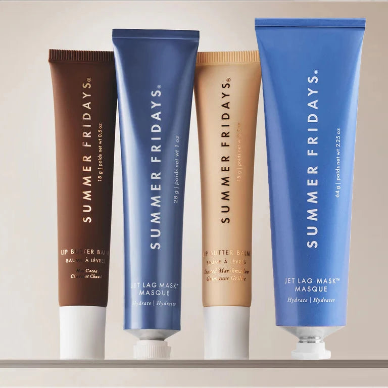 Summer Fridays The Holiday Trio Set Lip Butter Balm in Hot Cocoa Toasted Marshmallow Jet Lag Mask Moisturizer Lip Gloss Skin - badassmood
