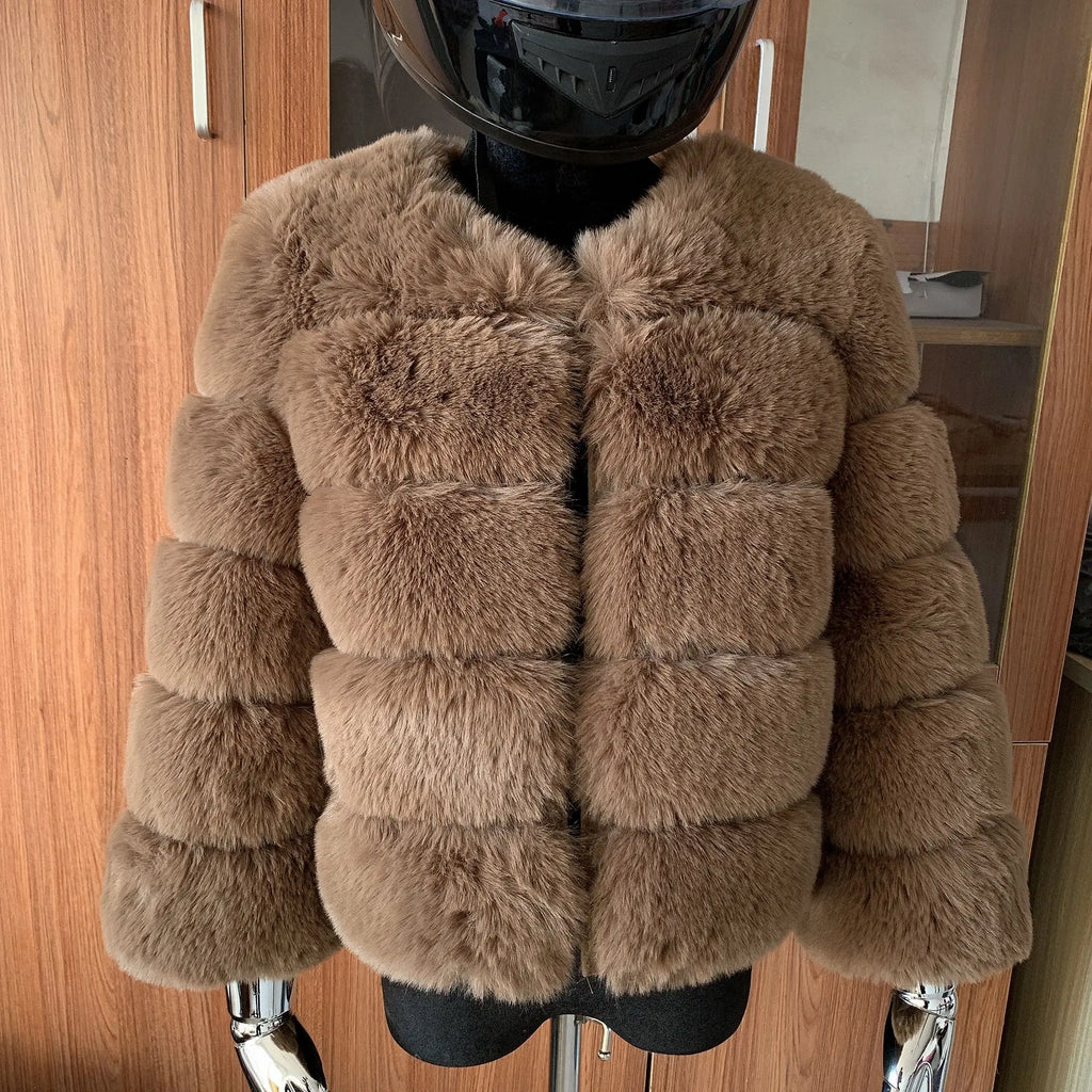 Manteau Fausse Fourrure Renard Femme - Veste Courte Luxe Fluffy Hiver - badassmood