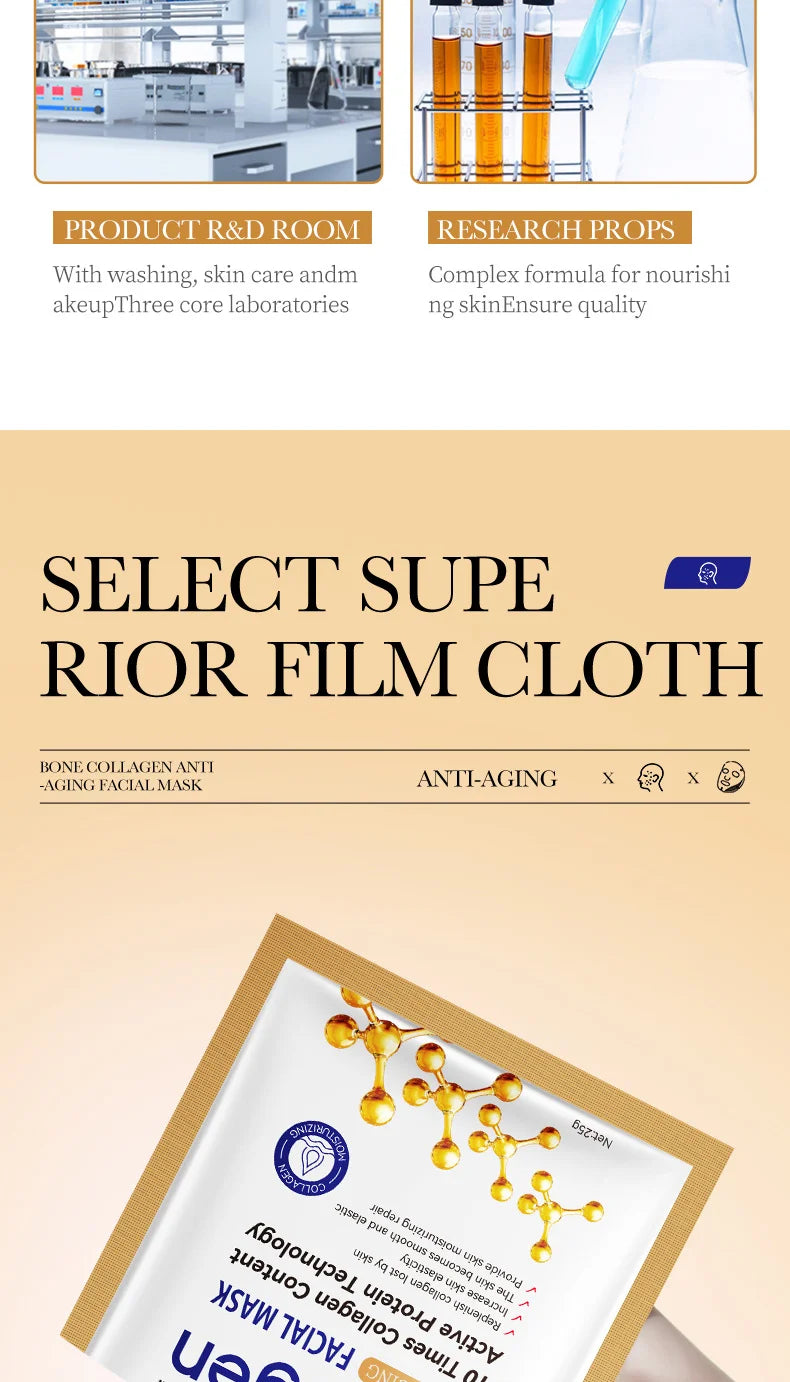 Masque Visage Collagène Anti-Rides x10 - Hydratant Raffermissant Coréen - badassmood