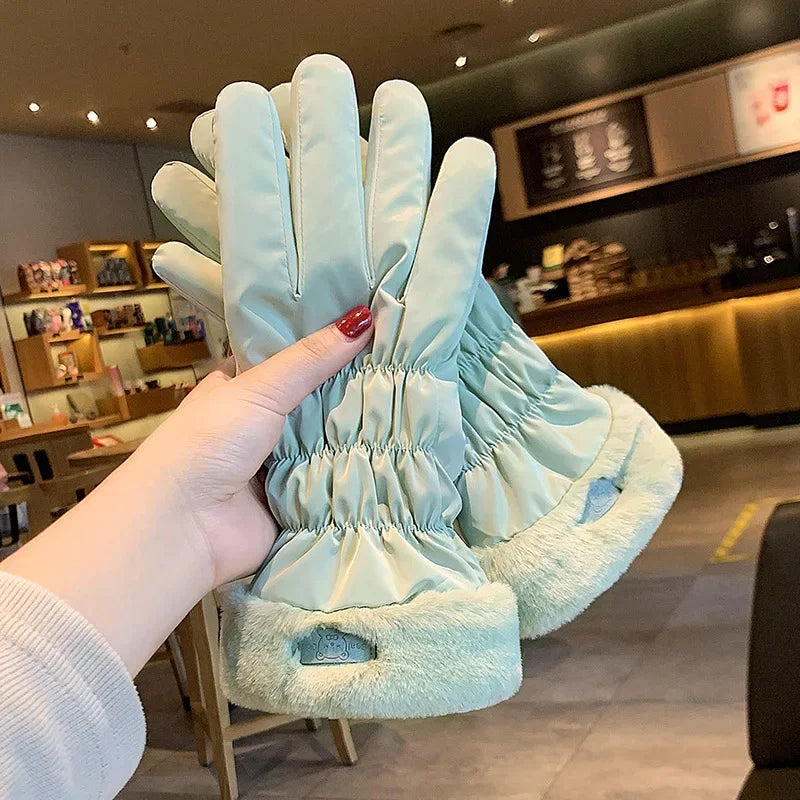 Gants Ski Femme Hiver - Gants Tactiles Imperméables Fourrés Chauds - badassmood