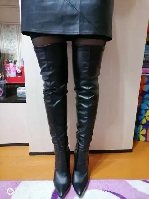 Bottes Cuissardes Talons Hauts Femme Rouge - Cuissardes Zip Stiletto