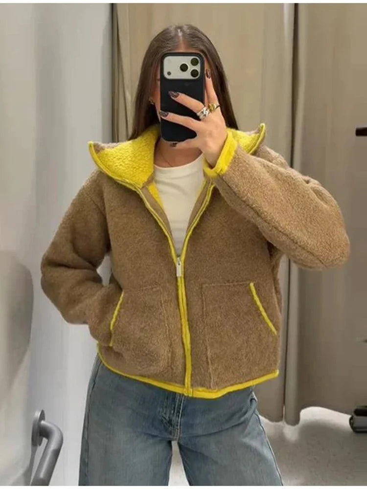 Cardigan Femme Hiver Élégant Zip - Gilet Tricoté Court Poches