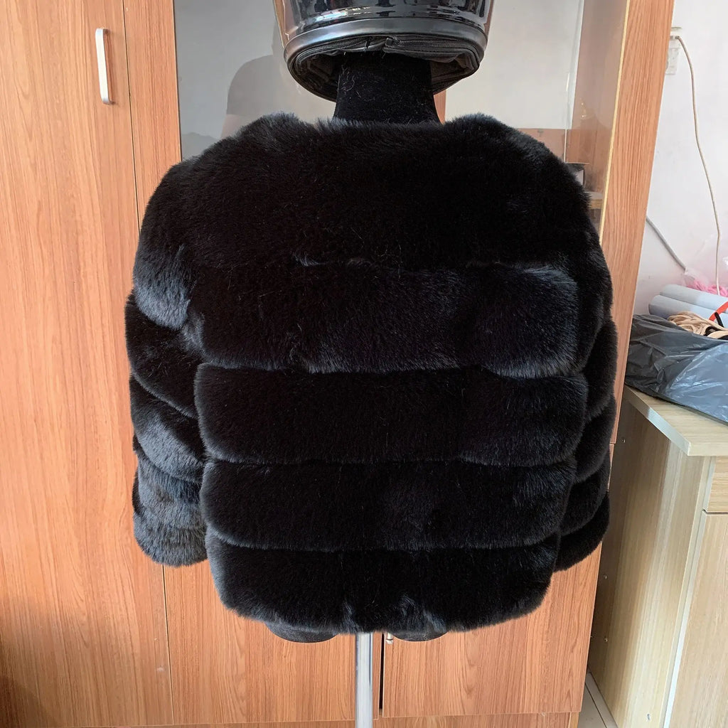 Manteau Fausse Fourrure Renard Femme - Veste Courte Luxe Fluffy Hiver - badassmood