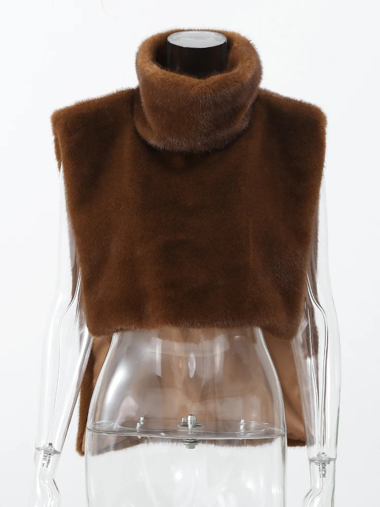 Manteau Fourrure Synthétique Marron Femme - Veste Longue Boutons Pression Hiver - badassmood