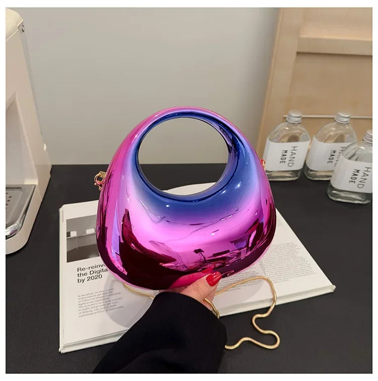 Pochette Acrylique Transparente Demi-Lune Luxe - Sac Soirée Mariage Designer Femme - badassmood