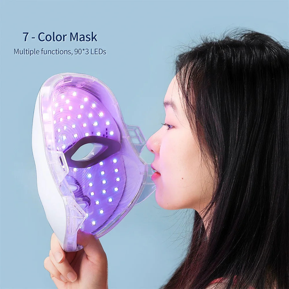 Masque LED Photothérapie 7 Couleurs - Rajeunissement Visage & Cou Sans Fil - badassmood