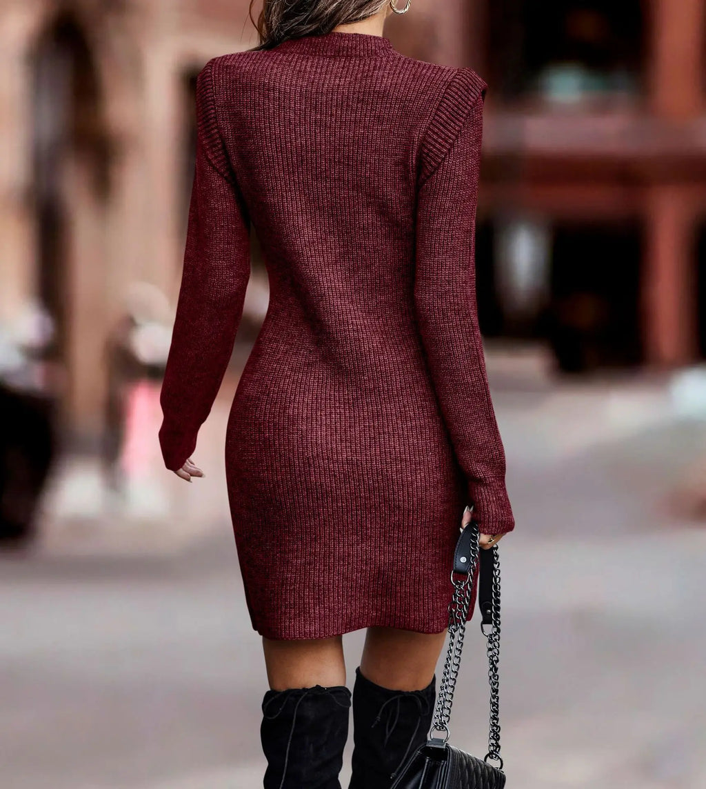 Robe pull moulante à col rond, manches longues, tricot sexy pour femme, style automne hiver, marque badassmood.com