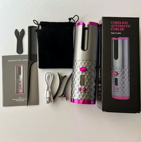 Boucleur automatique sans fil pour cheveux de la marque badassmood.com, avec design compact et rechargeable USB pour des boucles parfaites