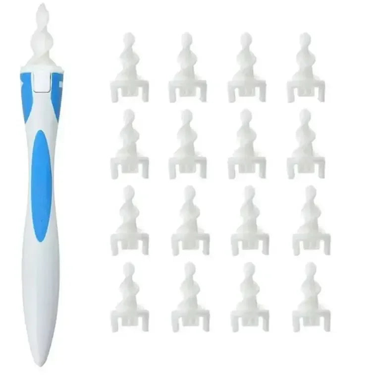 Ear Wax Remover Tool Ear Cleaner With Soft Silicone 16 Replacement Tips Simply To Grab Extract Earwax - badassmood