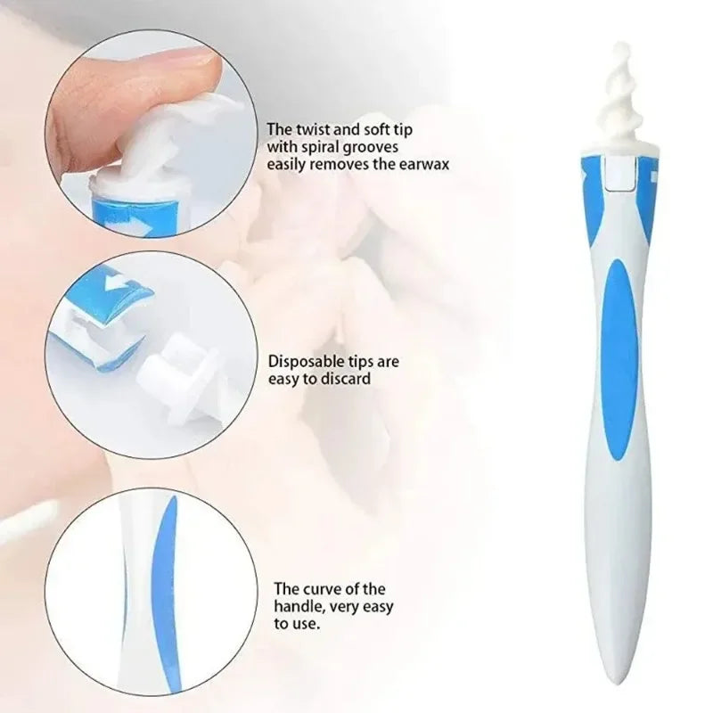 Ear Wax Remover Tool Ear Cleaner With Soft Silicone 16 Replacement Tips Simply To Grab Extract Earwax - badassmood