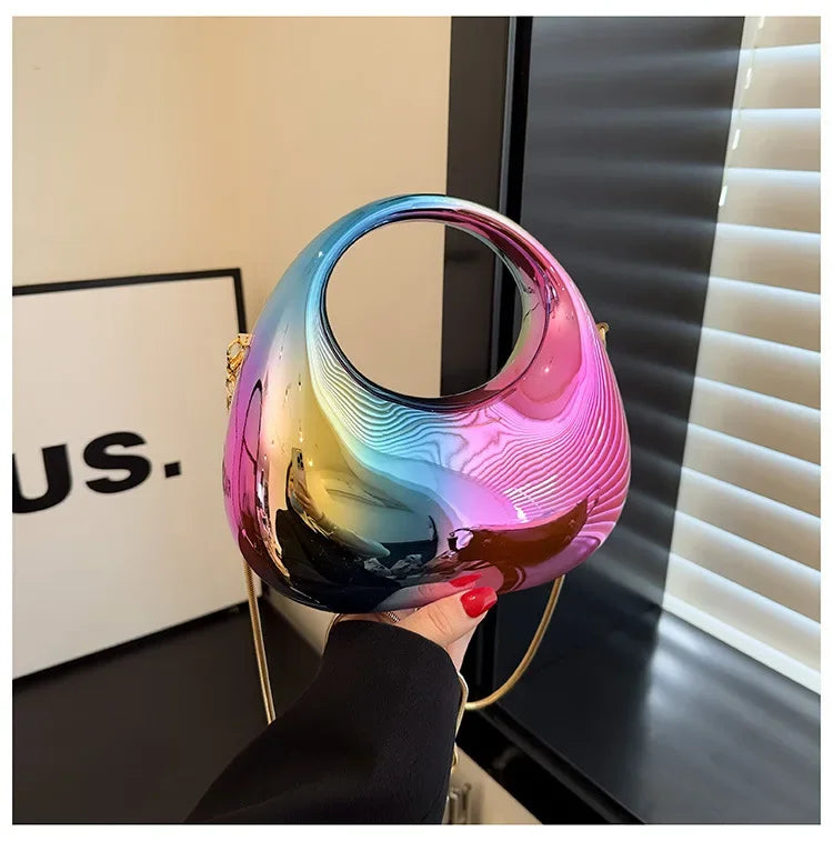 Pochette Acrylique Transparente Demi-Lune Luxe - Sac Soirée Mariage Designer Femme - badassmood