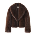 Manteau Fausse Fourrure Renard Noir - Col Châle Street Vintage Chic Hiver - badassmood