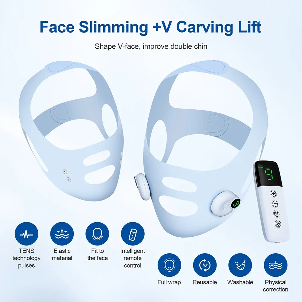 Facial EMS Lifting Machine Chin Cheek Slimming Strap Facial Shaping Massager Double Chin Removal V Line Lift Belt Skin Care Tool - badassmood