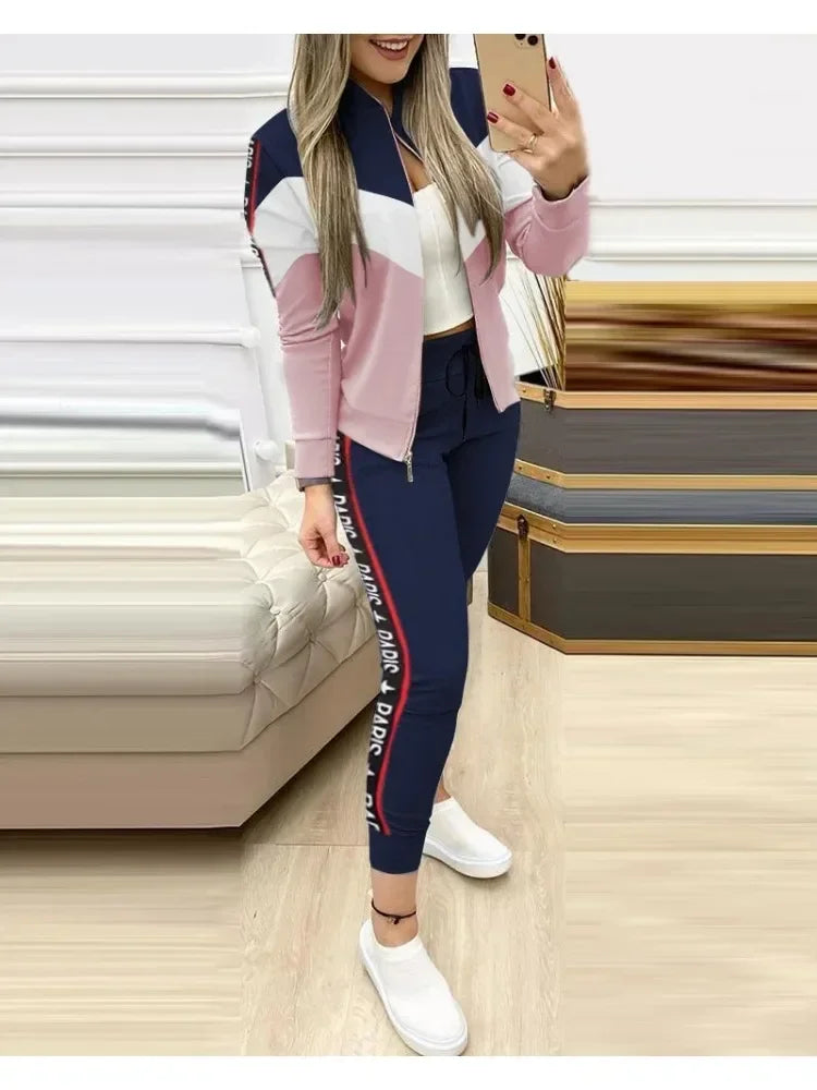 Ensemble Survêtement Femme 2 Pièces Hiver - Veste Zip Pantalon Sport