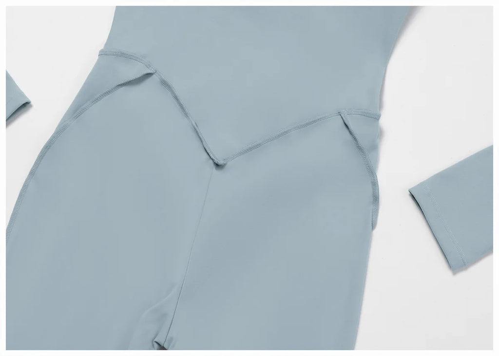 Yoga Bodysuit Long Sleeved Women's Tracksuits Gym Zipper Jumpsuits Sports Workout High-intensity Fitness One-piece Tights Suit - badassmood