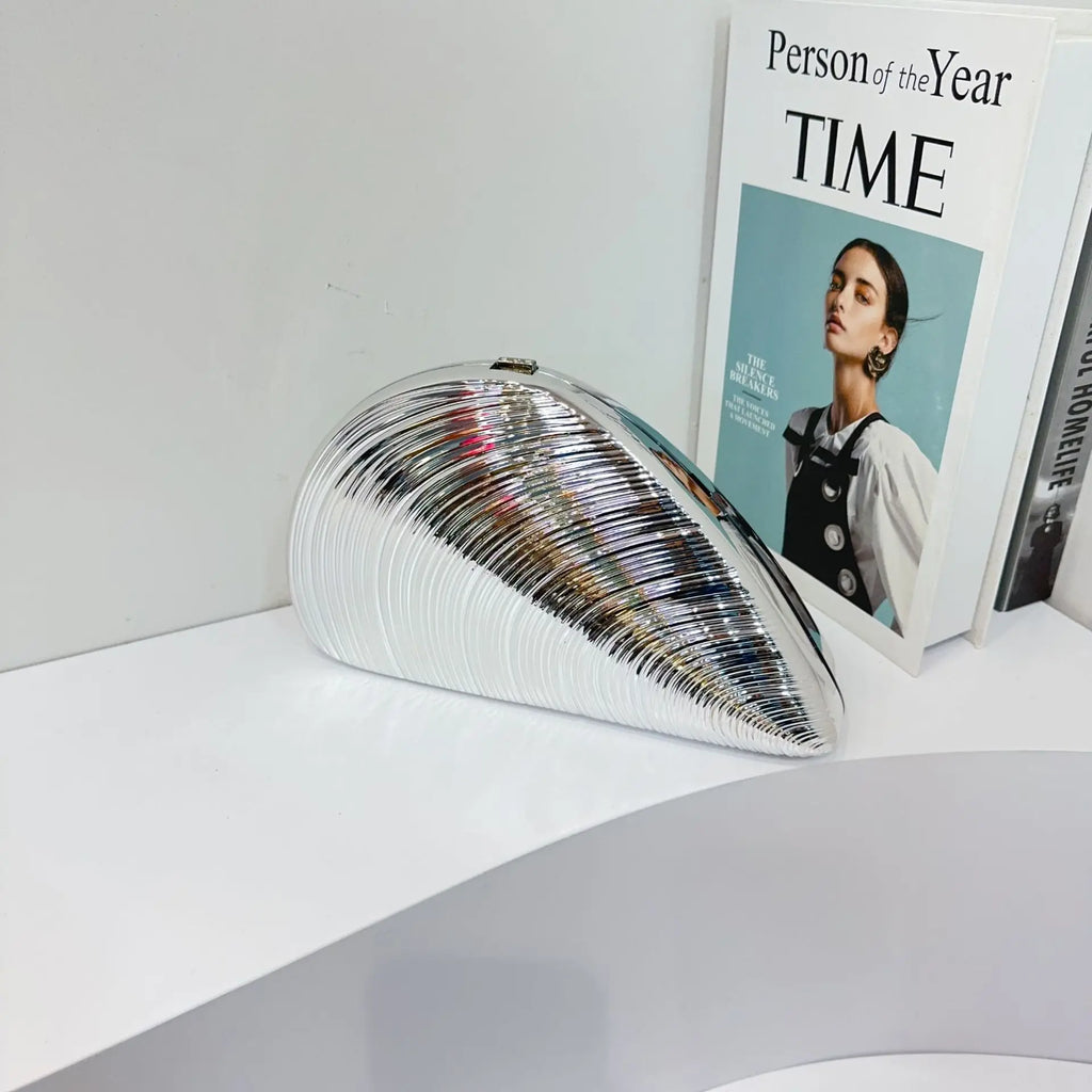 Pochette Coquillage Métal Acrylique Doré Argent - Sac Soirée Banquet Crossbody Femme - badassmood