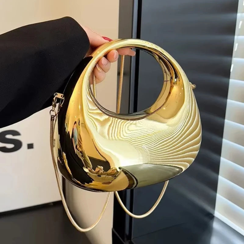 Pochette Acrylique Transparente Demi-Lune Luxe - Sac Soirée Mariage Designer Femme - badassmood