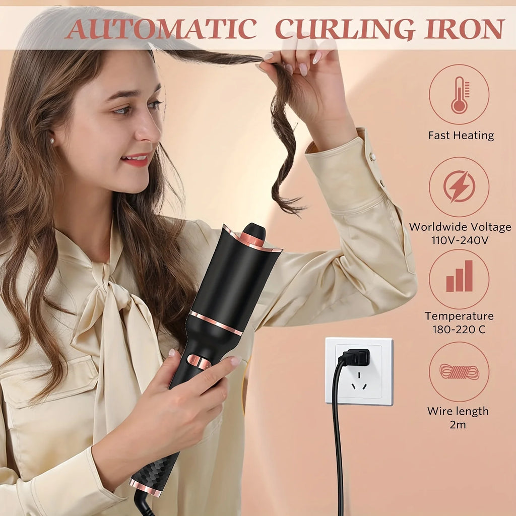 Automatic Hair Curler Auto Hair Curling Iron Ceramic Rotating Air Curler Air Spin Wand Styler Curl Machine Magic Hair Curler - badassmood
