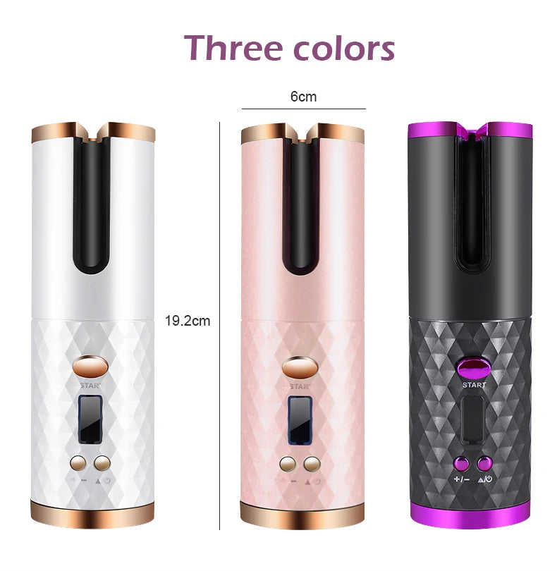 Boucleur automatique sans fil pour cheveux, rechargeable par USB, avec des boucles parfaites et faciles à réaliser.