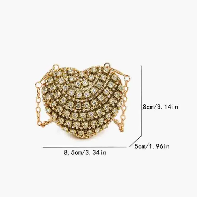 Pochette Clutch Luxe Diamants Cœur Cristal - Sac Soirée Mariage Strass Femme - badassmood