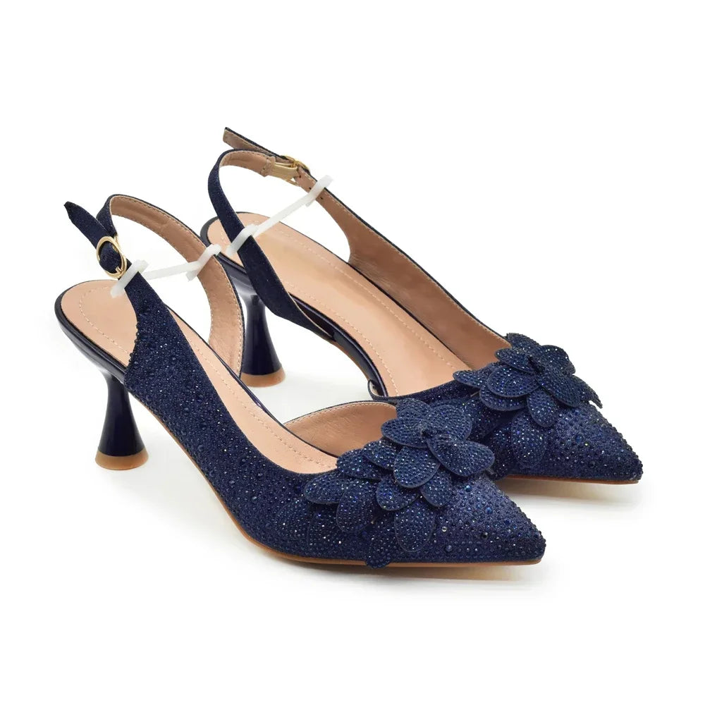 Ensemble Chaussures et Sac Italien Luxe Mariage Femme - Escarpins Strass Talon Haut 8cm - badassmood