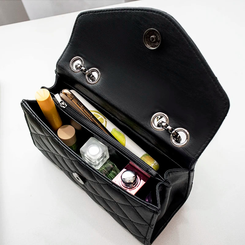 Sac à Main Luxe Femme Cuir PU Noir - Sac Bandoulière Matelassé