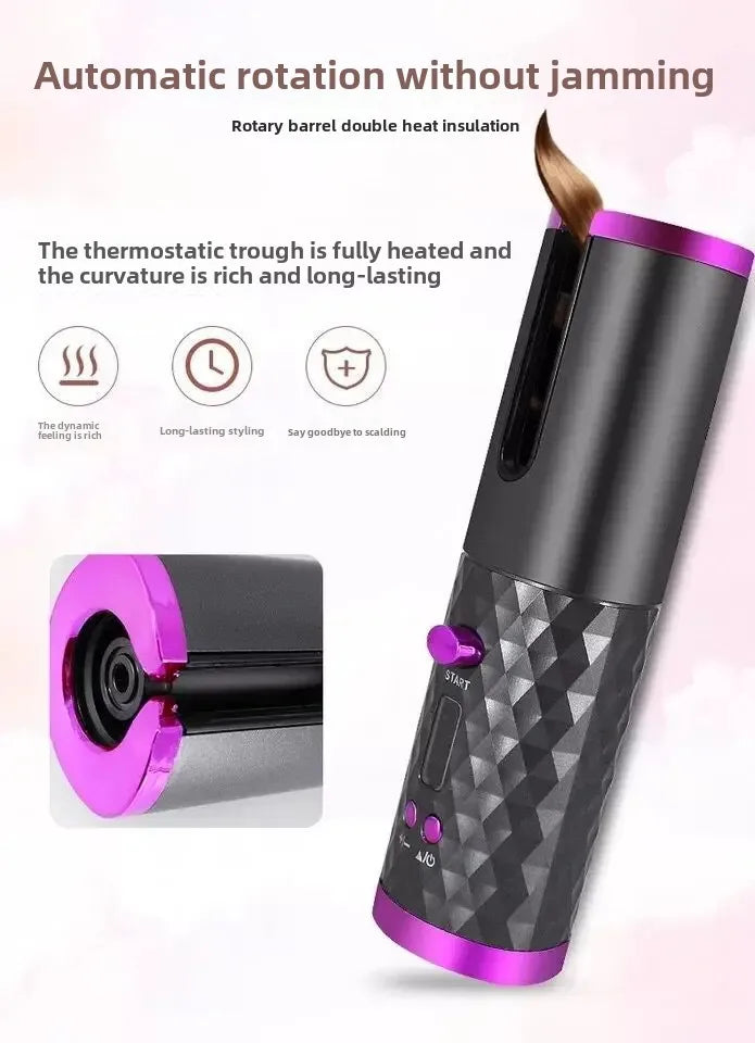 Fer à Boucler Sans Fil Automatique Mini - Boucleur Portable Sec/Humide