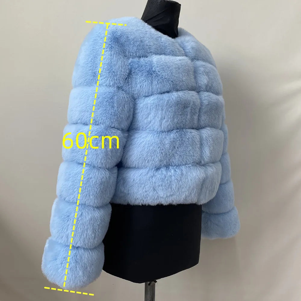 Veste Fourrure Renard Synthétique Beige Femme - Blouson Court Manches 3/4 - badassmood