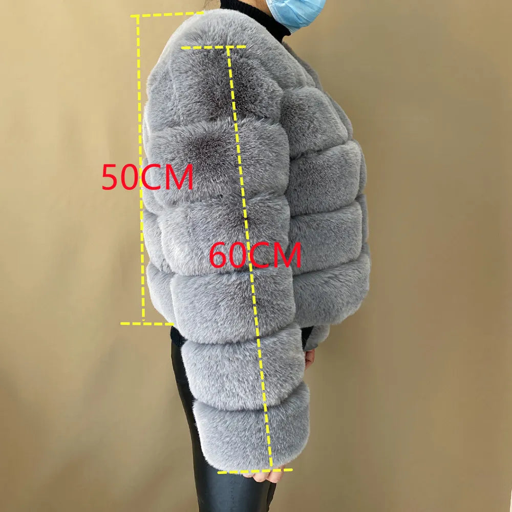 Veste Fourrure Renard Synthétique Beige Femme - Blouson Court Manches 3/4 - badassmood