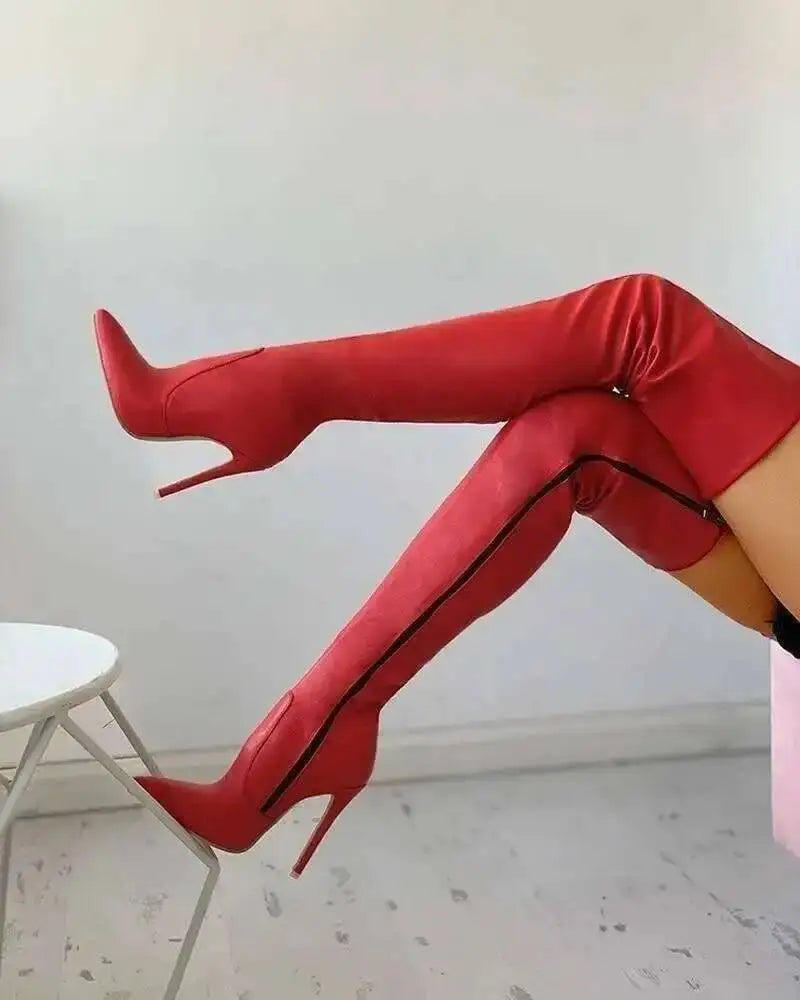 Bottes Cuissardes Femme Talons Hauts Pointues - Cuissardes Zip 34-47