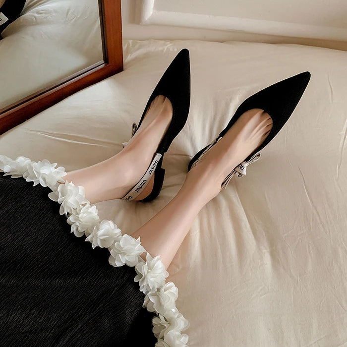 Sandales plates pointues pour femme avec bride élastique, talon bloc de 3-5 cm, chaussures tendance en taille 33-46.