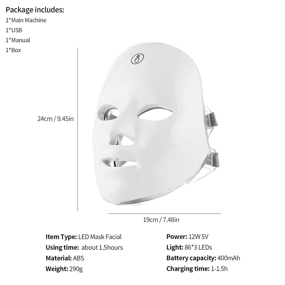 Masque LED Visage Rechargeable 7 Couleurs - Lifting & Éclaircissant - badassmood
