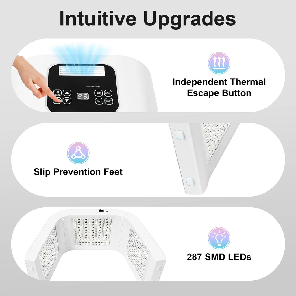 Masque LED Luminothérapie 7 Couleurs - 287 LEDs Soin Visage Rajeunissement Spa - badassmood