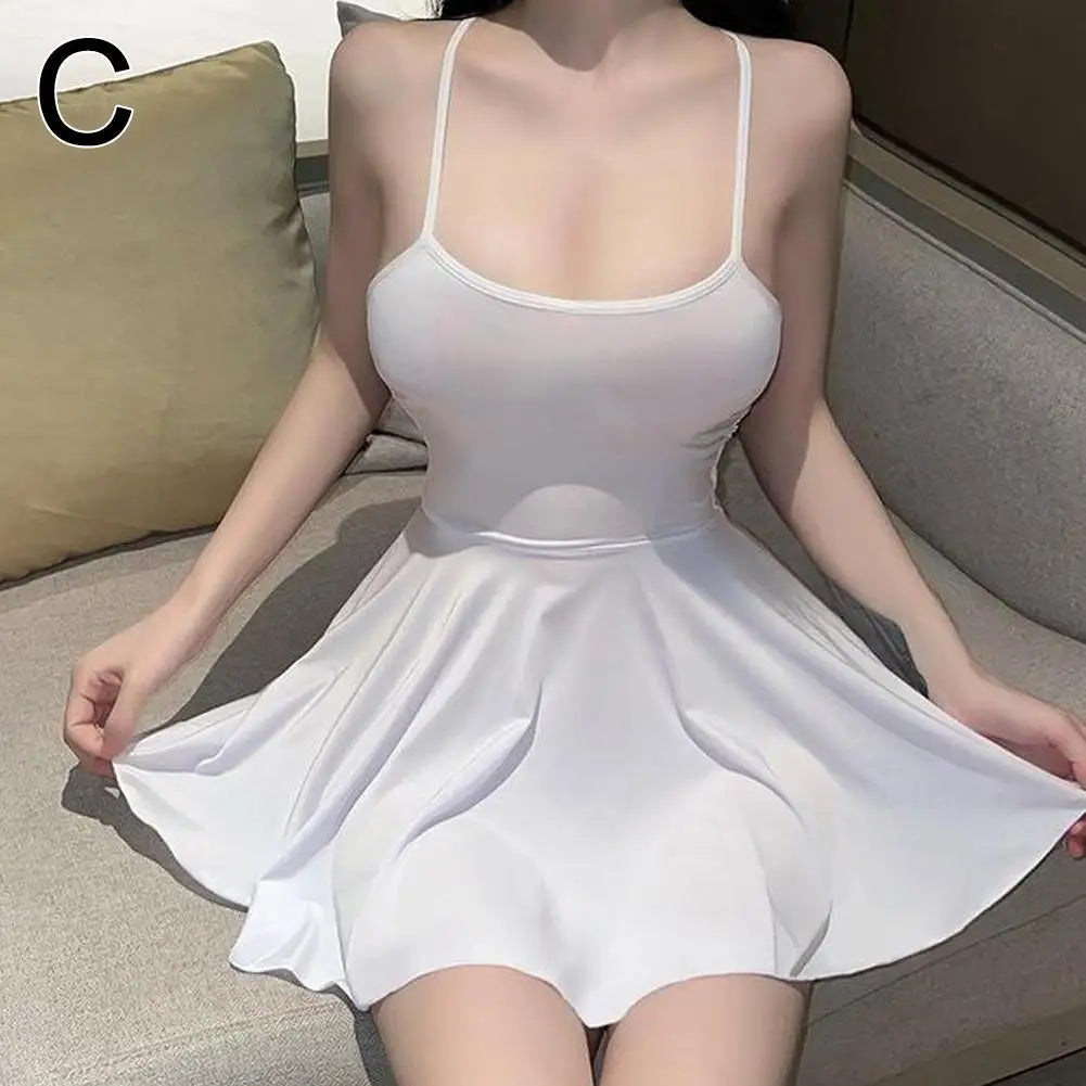 Sexy Women Pleated Micro MINI Dress Bandage Smooth Uniform Slip Mini Dress Night Club Outfits Allure Ruffled Dress Backless - badassmood