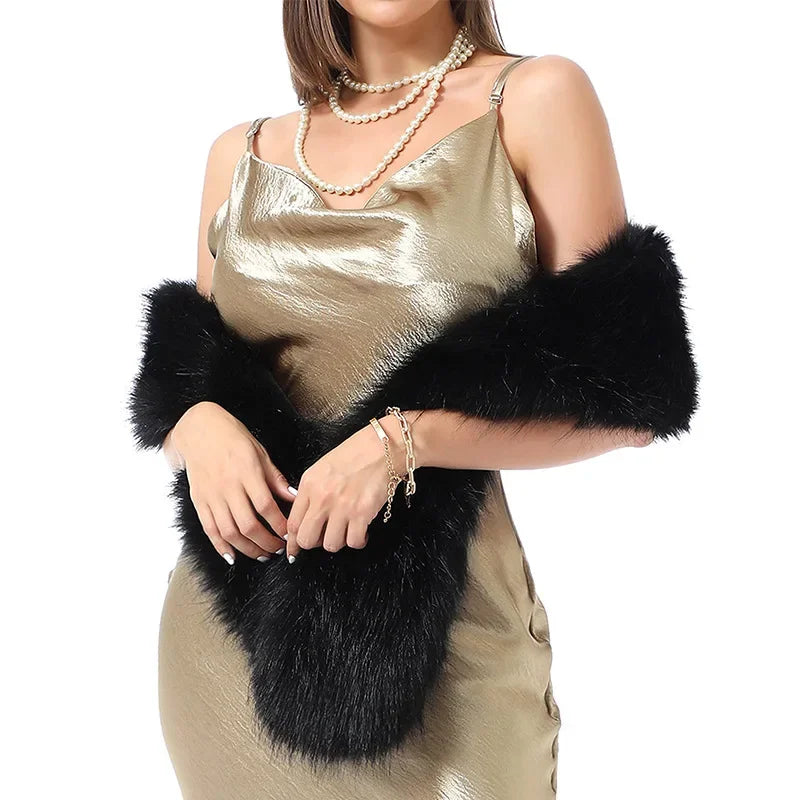 Écharpe Fourrure Vison Synthétique Femme - Foulard Chaud Fluffy Hiver - badassmood