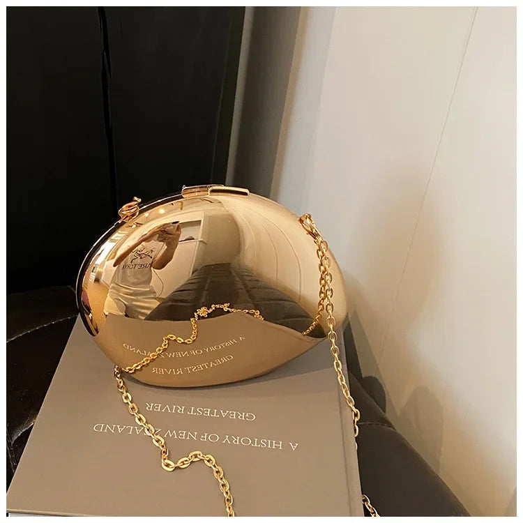 Pochette Coquillage Acrylique Designer - Sac Soirée Femme Doré Argent Bandoulière Métal - badassmood