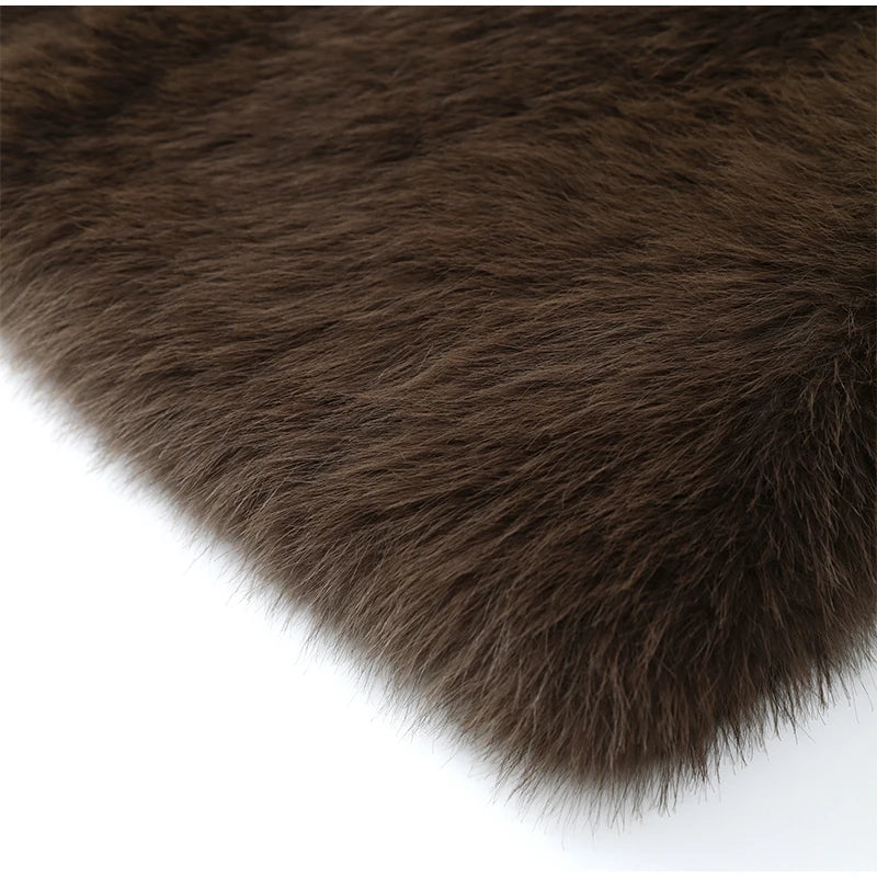 Manteau Fourrure Synthétique Marron Femme - Veste Longue Boutons Pression Hiver - badassmood