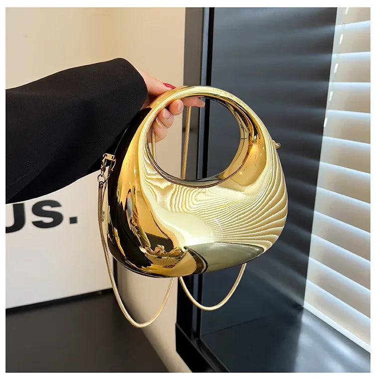 Pochette Acrylique Transparente Demi-Lune Luxe - Sac Soirée Mariage Designer Femme - badassmood