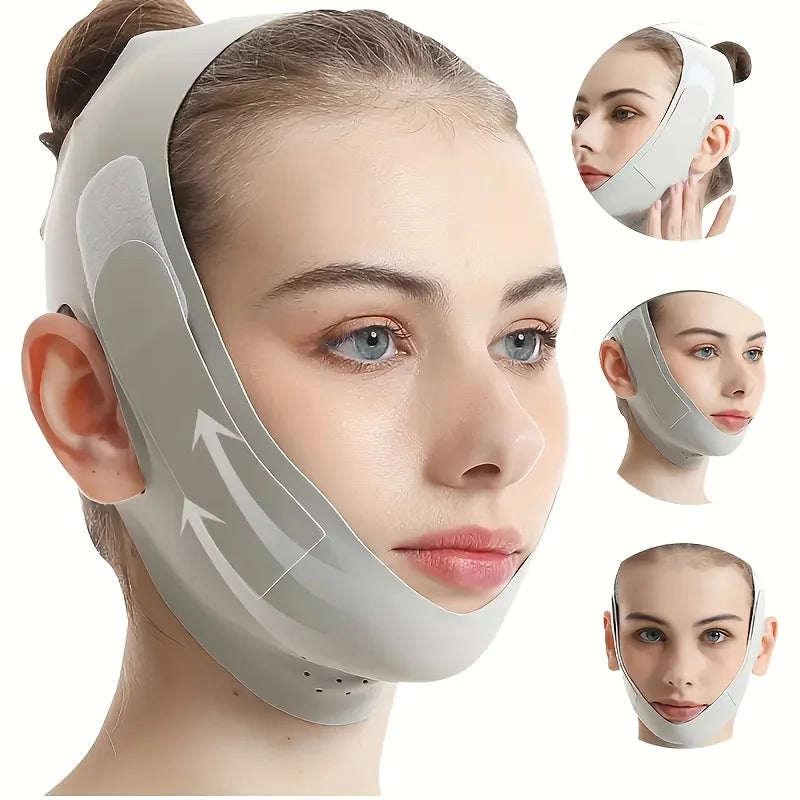 Overnight Face Lift Band with Graphene Fiber - Double Chin Reducer & Jawline Definer, Washable Reusable Beauty Strap 5 Sizes - badassmood